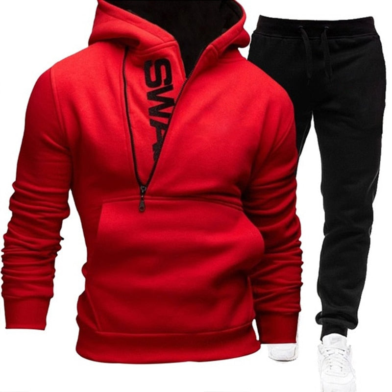 Men Tracksuit Casual 2 Pieces Set Zipper Sweatshirt and Sweatpants