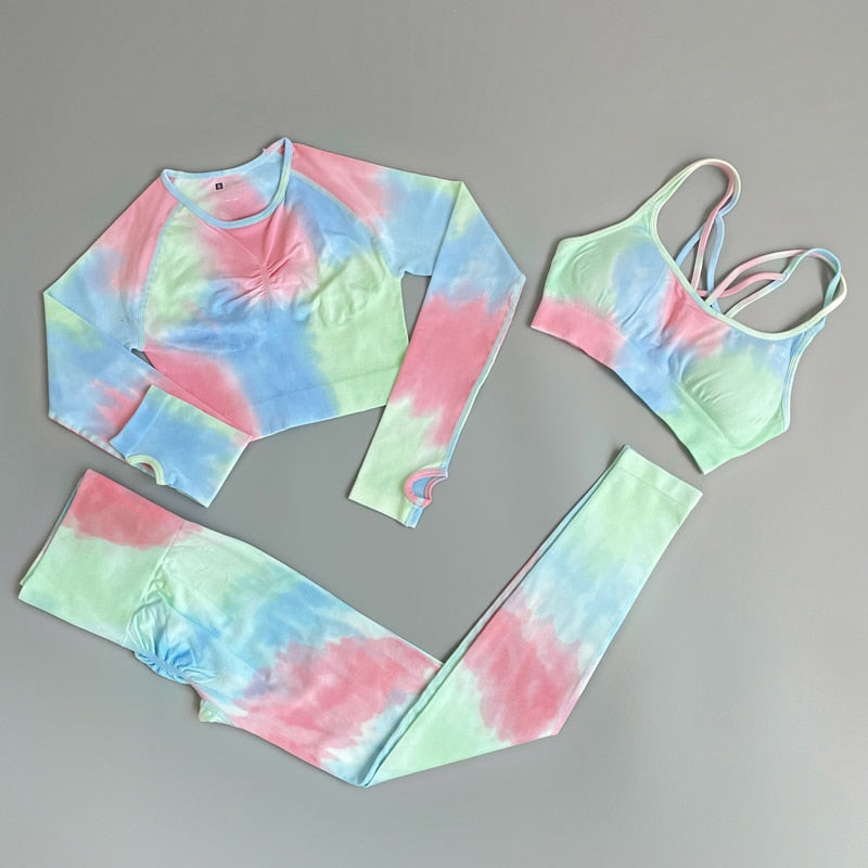 Tie Dyeing Women Sportswear Yoga Set Workout