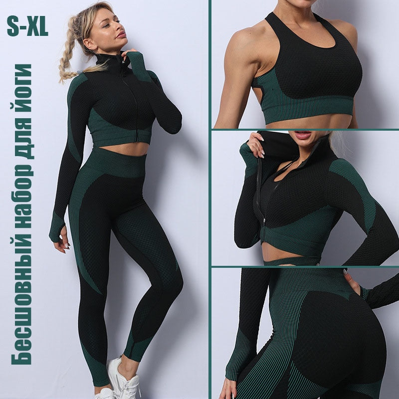 Seamless Women Yoga Gym Sports Suits Fitness