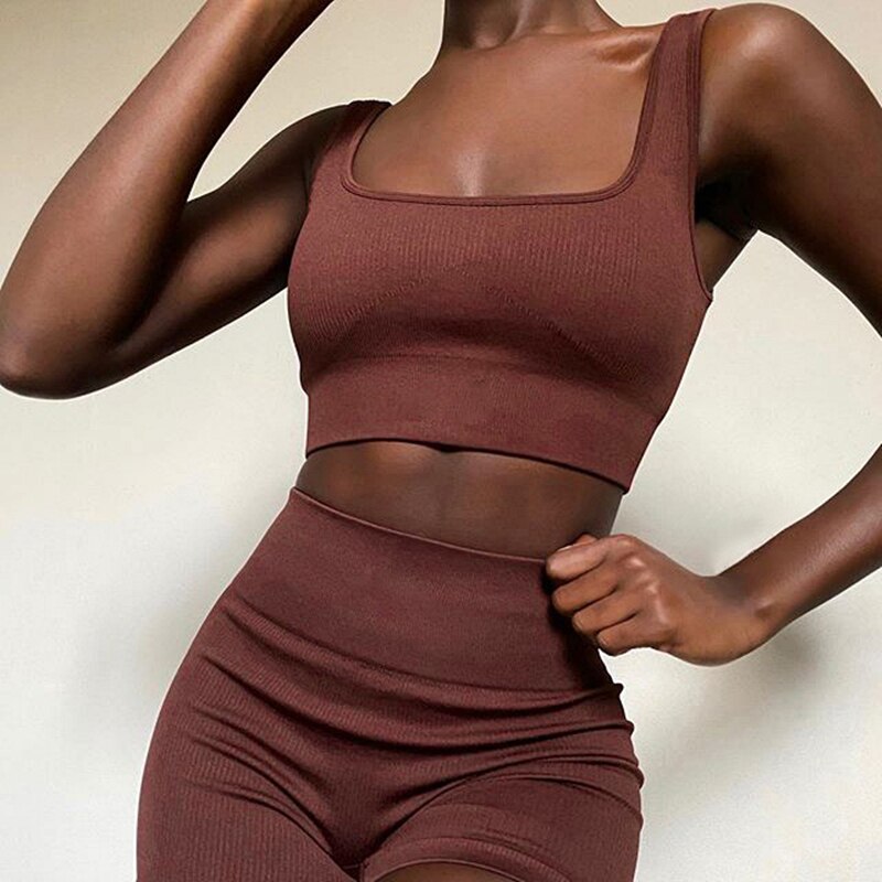 Ribbing Seamless Sport Set Women Two Piece