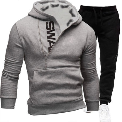 Men Tracksuit Casual 2 Pieces Set Zipper Sweatshirt and Sweatpants