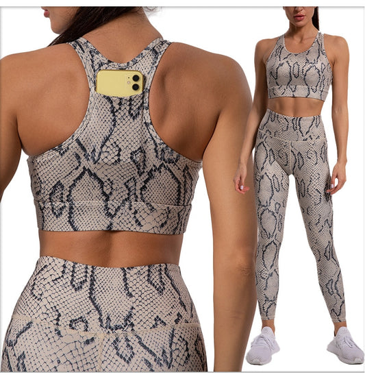 Leopard Print Yoga Set Women Clothing Pants Suit