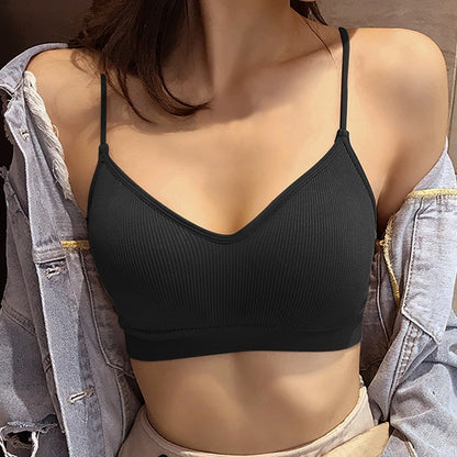 Cotton Sports Bras Top Women Push Up Solid Sports Bra