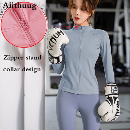 Women's Zipper Long Sleeve Stretchy