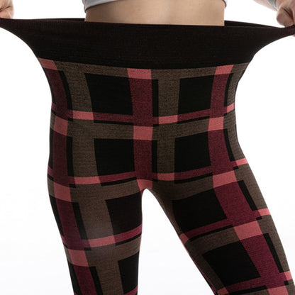 Sports Pants Sexy Leggings High Waist Plaid Printed