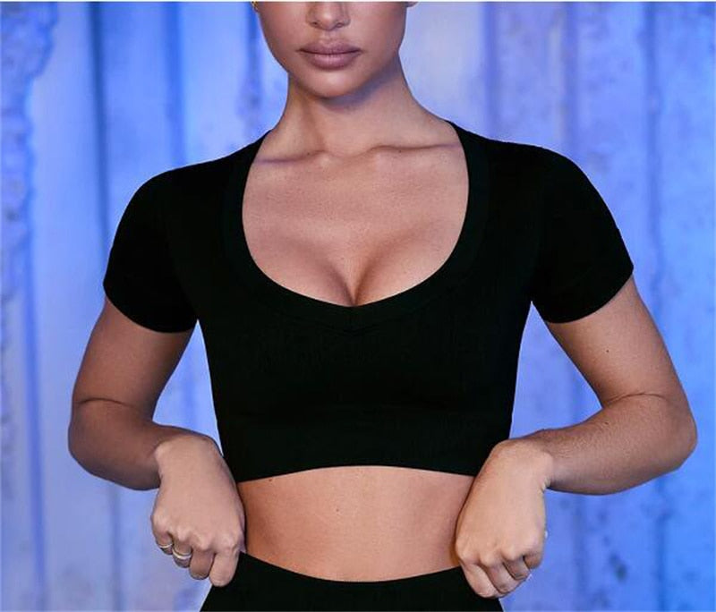 Seamless Yoga Set Female Women Crop Top