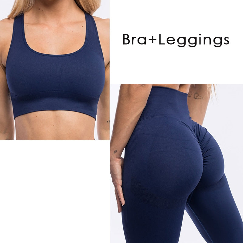 Women Seamless Yoga Set Female Two Piece Crop Top