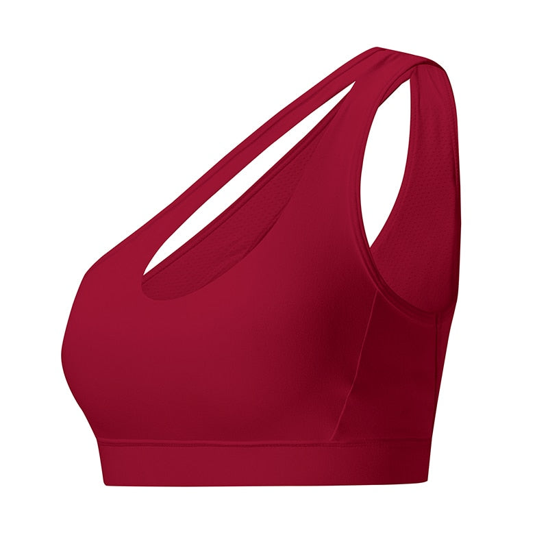 Sexy One Shoulder Solid Sports Bra Women Fitness