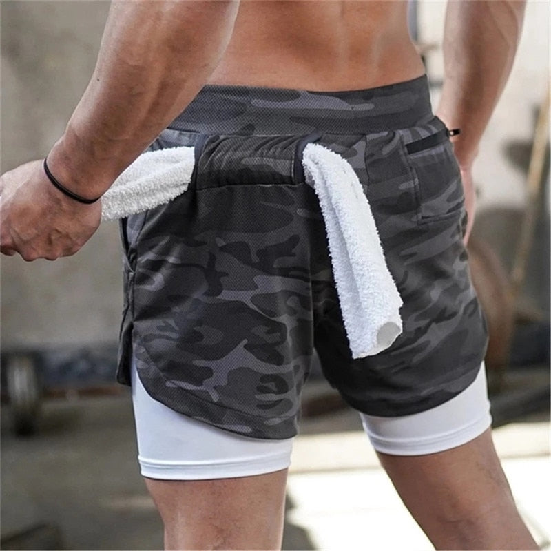 Running Shorts Men 2 In 1 Double-deck Quick Dry gym