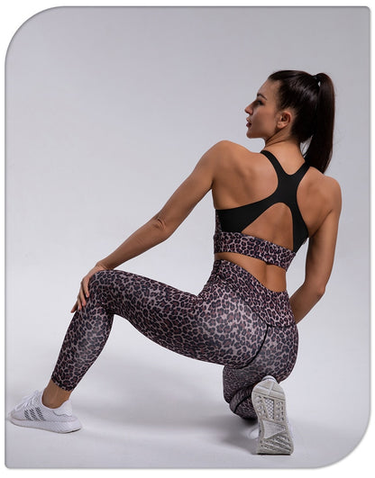 Leopard Print Yoga Set Women Clothing Pants Suit