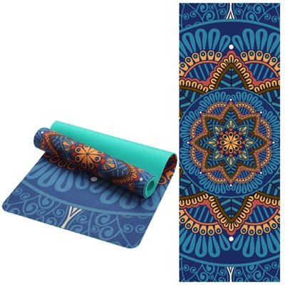 Lotus Pattern Suede TPE Yoga Mat Pad Non-slip Slimming