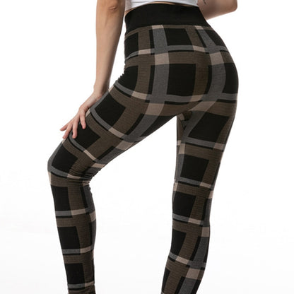 Sports Pants Sexy Leggings High Waist Plaid Printed