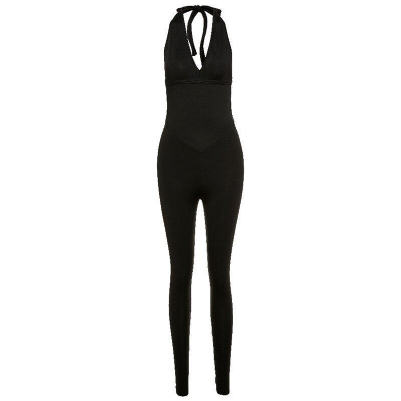 Sexy Backless Sporty Jumpsuit Woman Fitness Overalls