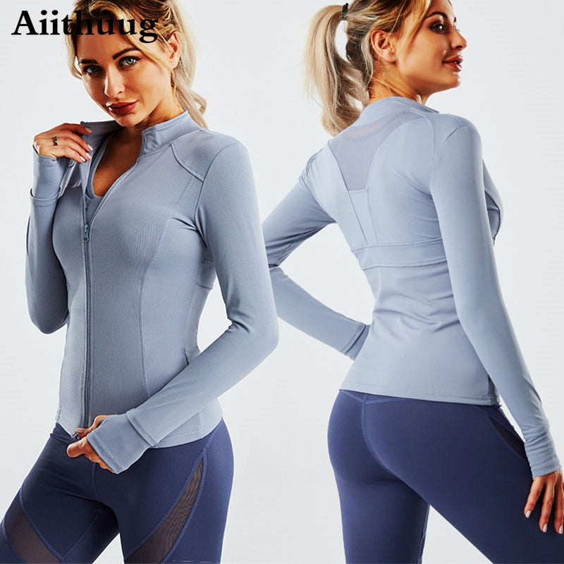 Women's Zipper Long Sleeve Stretchy