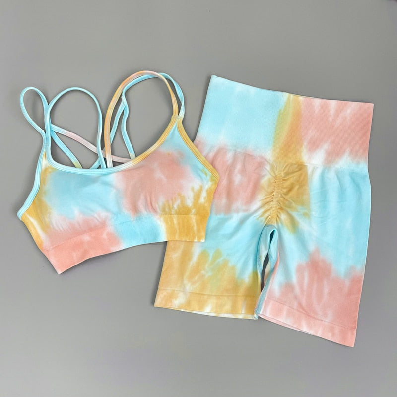 Tie Dyeing Women Sportswear Yoga Set Workout