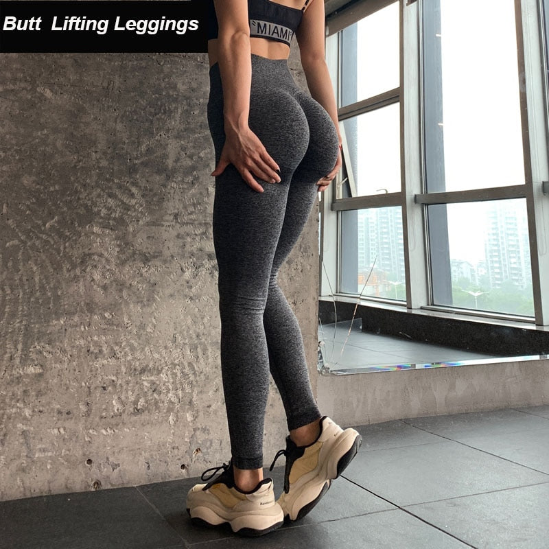 Ribbed Yoga Leggings Sports Tights Woman Seamless