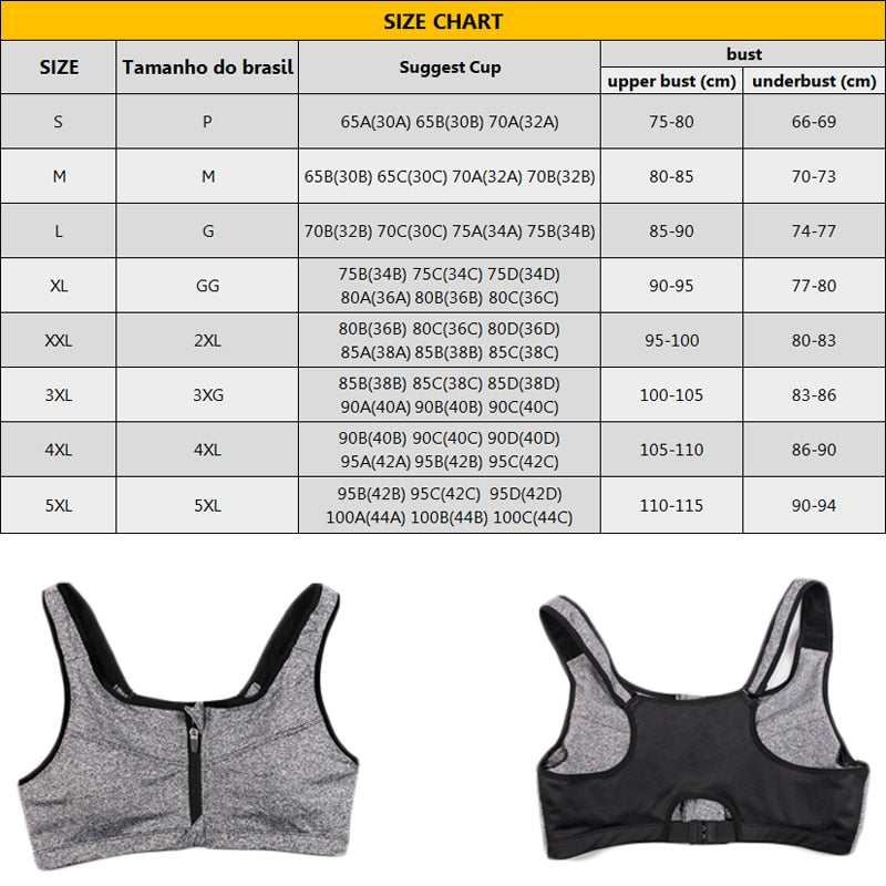 Sports Bra Hot Women Gym Fitness Zipper