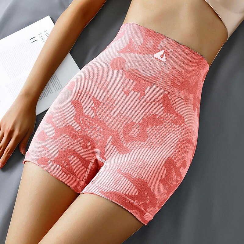 Camo Seamless Shorts Women High Waist Yoga