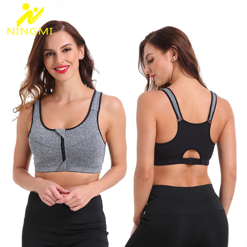 Sports Bra Hot Women Gym Fitness Zipper