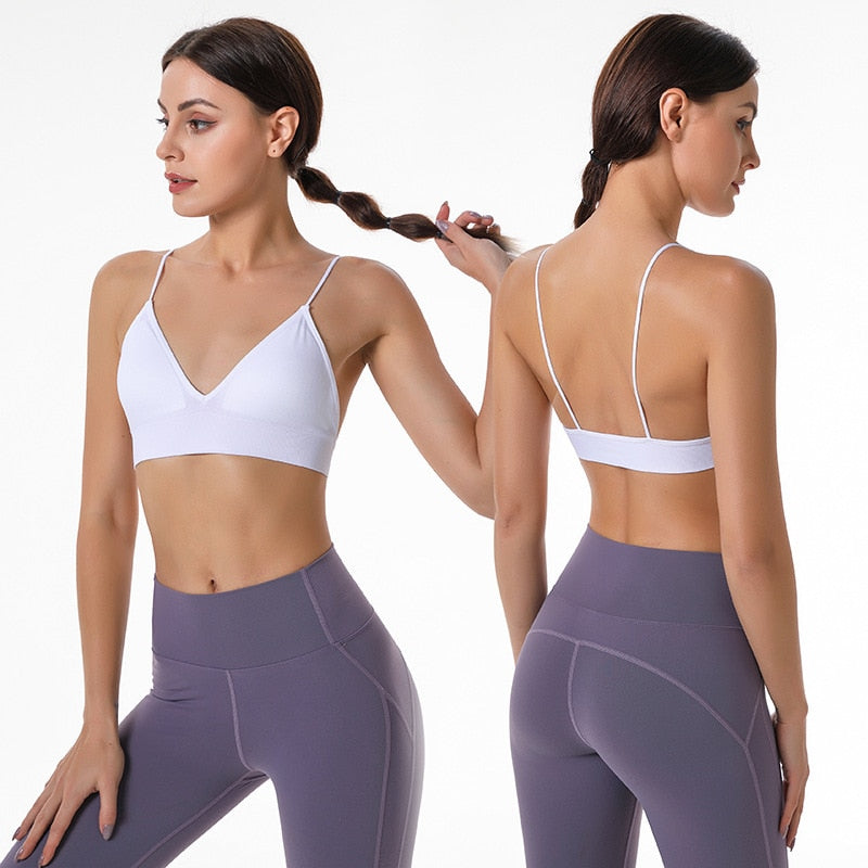 Fitness Yoga Top Deep V Sexy Triangle Cup Bralette