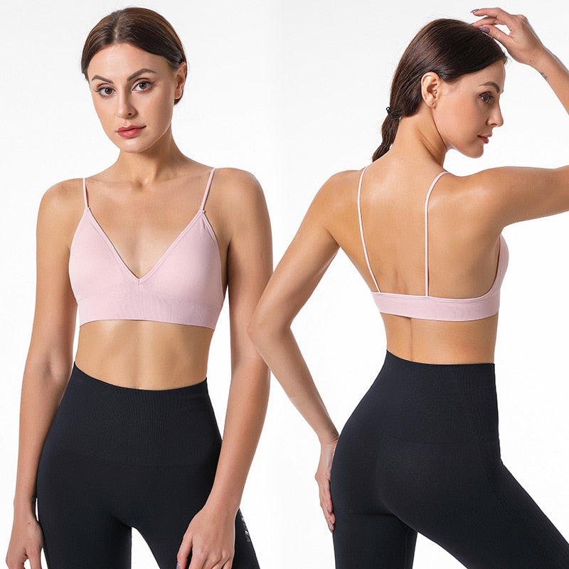 Fitness Yoga Top Deep V Sexy Triangle Cup Bralette