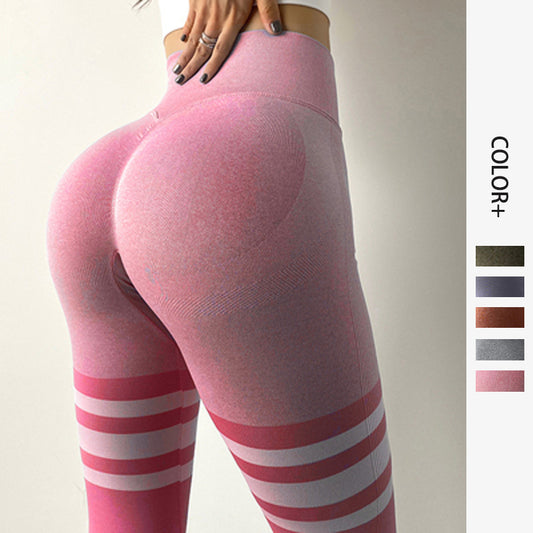 Stripe Design Fitness Leggings High Waisted Tummy Control Gym Yoga