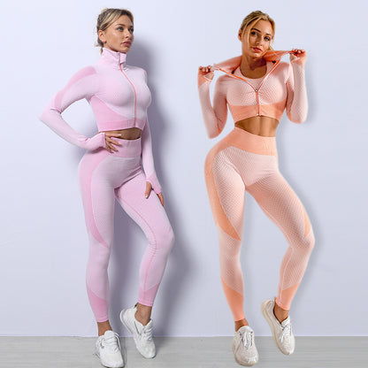 3 Pieces Yoga Set Seamless Sport Set Women Gym Clothing Leggings