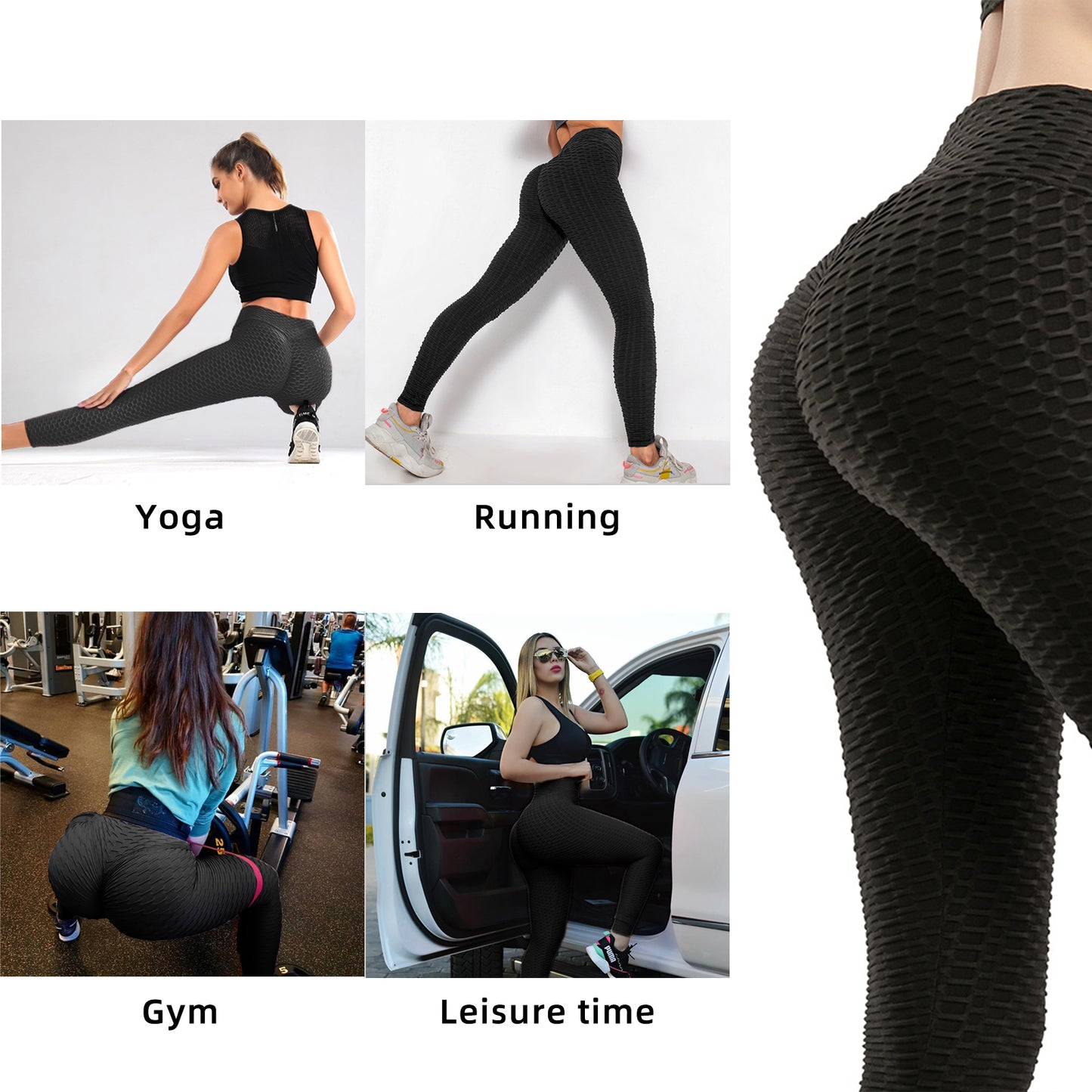 Women Leggings Bubble Textured Leggings Butt Lifting Yoga