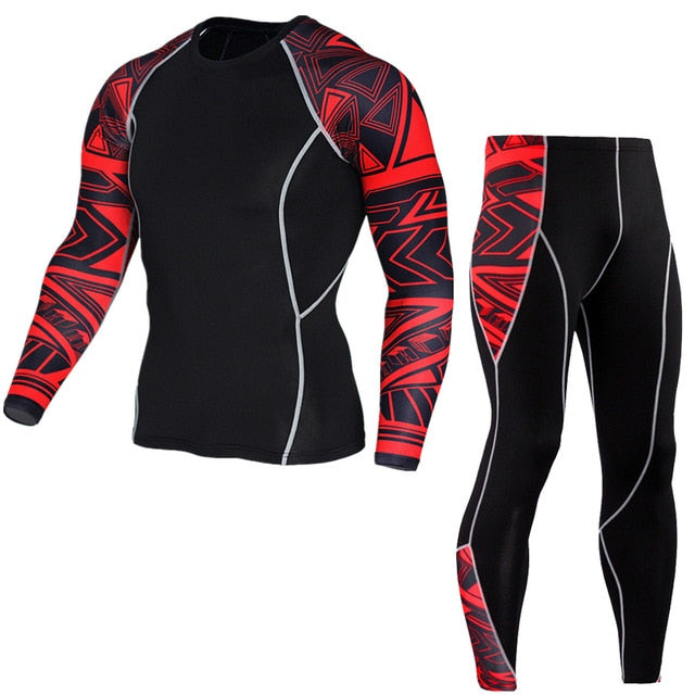 Sportwear Rashgard Sport Shirt Men Compression Pants Punisher Gym Running Shirt Men Fitness Leggings Clothes Tight Suit