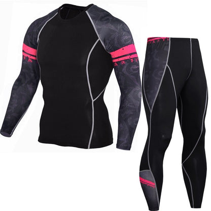 Sportwear Rashgard Sport Shirt Men Compression Pants Punisher Gym Running Shirt Men Fitness Leggings Clothes Tight Suit