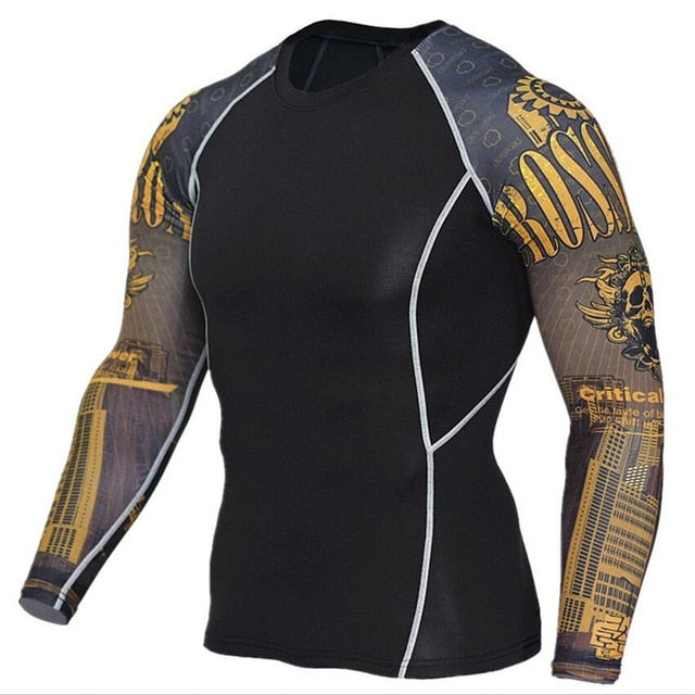 Sportwear Rashgard Sport Shirt Men Compression Pants Punisher Gym Running Shirt Men Fitness Leggings Clothes Tight Suit