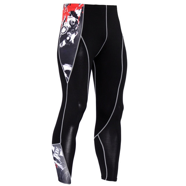 Sportwear Rashgard Sport Shirt Men Compression Pants Punisher Gym Running Shirt Men Fitness Leggings Clothes Tight Suit