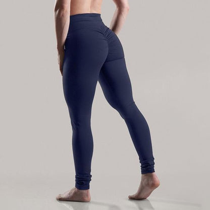 Solid Standard Fold Yoga Pants Women High Waist