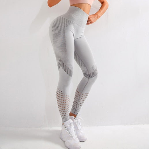 Seamless Gym Leggings High Waist Hollow Out