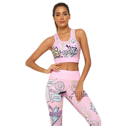 Fitness Clothing Sport Wear Yoga Set Cartoon Design Gym