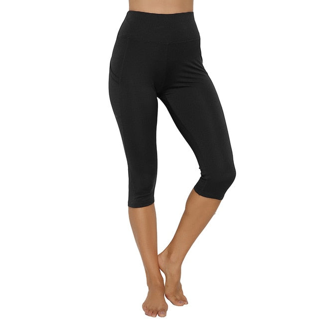 3/4 Yoga Pants women Calf-length Pants Capri Pant Sport leggings Women Fitness Yoga Gym High Waist Leggins Black Drop Shipping