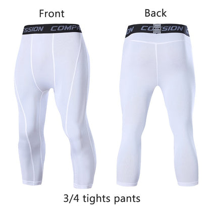 Men's Running Sport Tights Pants Basketball Cropped Compression Leggings Gym Fitness Sportswear Trousers for Mens Athletic Pants