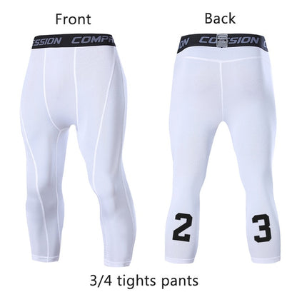 Men's Running Sport Tights Pants Basketball Cropped Compression Leggings Gym Fitness Sportswear Trousers for Mens Athletic Pants