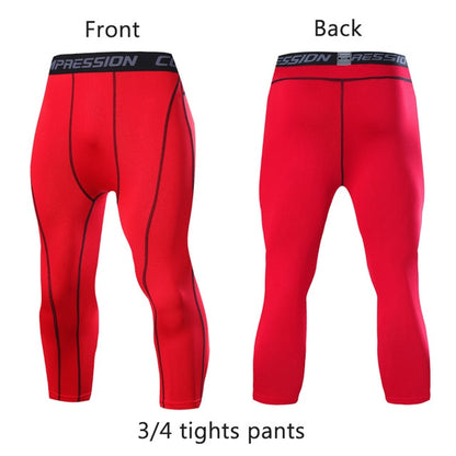 Men's Running Sport Tights Pants Basketball Cropped Compression Leggings Gym Fitness Sportswear Trousers for Mens Athletic Pants