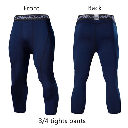 Men's Running Sport Tights Pants Basketball Cropped Compression Leggings Gym Fitness Sportswear Trousers for Mens Athletic Pants