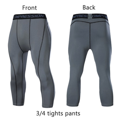 Men's Running Sport Tights Pants Basketball Cropped Compression Leggings Gym Fitness Sportswear Trousers for Mens Athletic Pants