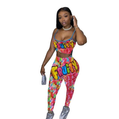 Skittles Candy Booty Two Piece Set Women Top