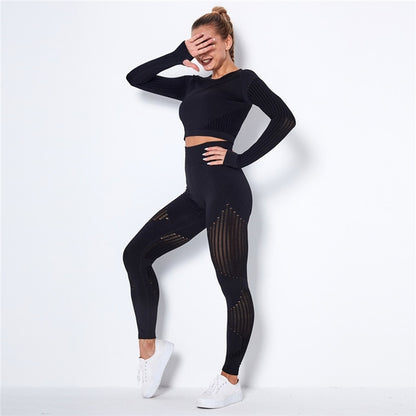 Hollow Out Seamless Yoga Set Sport Outfits