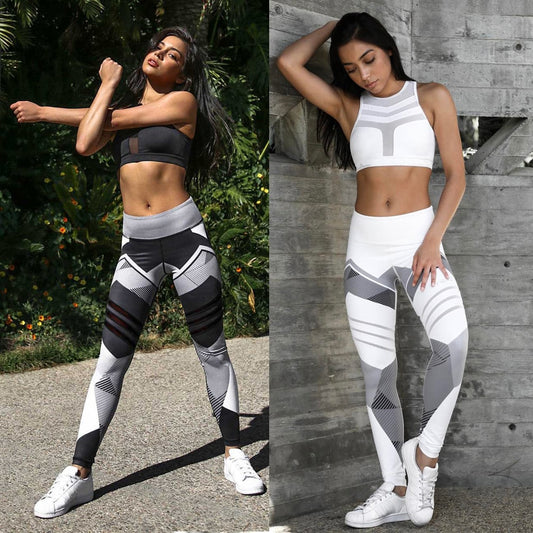 Women Quick Dry Sport Fitness Leggins Geometric