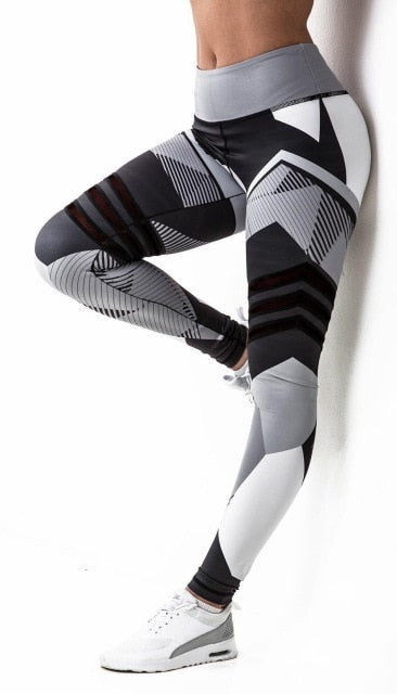 Women Quick Dry Sport Fitness Leggins Geometric