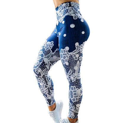 Women Cherry Blossoms Print Gym Leggings