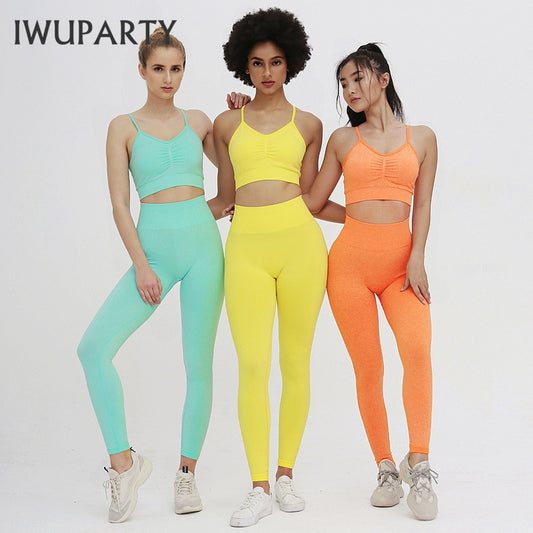 2 Piece Seamless Yoga Set Solid High Waisted