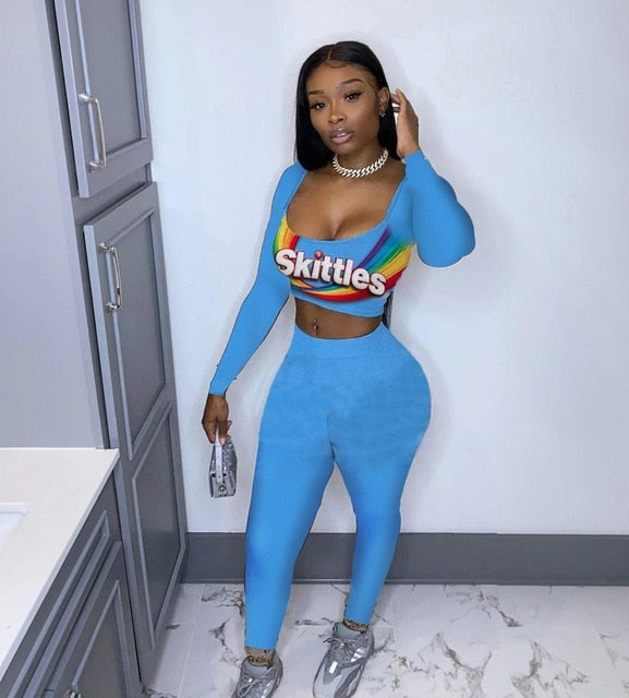 Skittles Candy Booty Two Piece Set Women Top