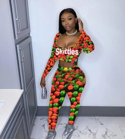 Skittles Candy Booty Two Piece Set Women Top