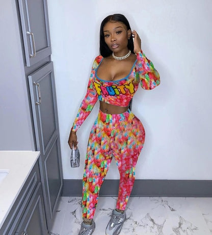 Skittles Candy Booty Two Piece Set Women Top